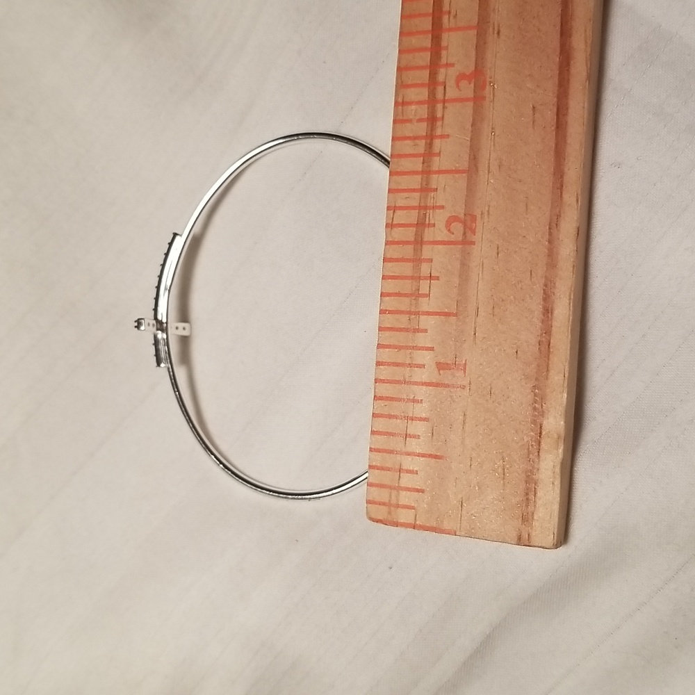 Silver Rhinestone Cross Bangle Bracelet - Picture 4 of 4